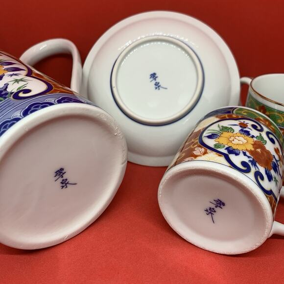 Japanese Tea Set Nishiki Ko-Imari Teapot 5-Cups and Saucers Ceramic - Picture 10 of 15